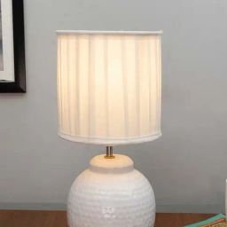 Homesake White Metal Ginger Jar Antique Pleated Table Lamp-37