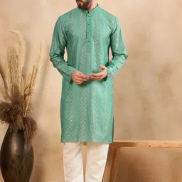 SWAGG INDIA Men Embroidered Thread Work Liva Kurta-picture-14