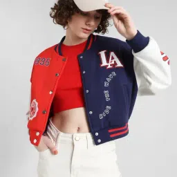 Only Red & Navy Graphic Print Jacket-image-35