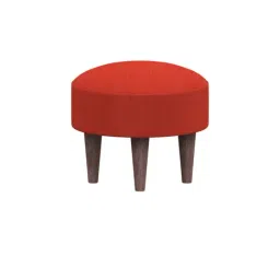 Chumbak Begum Carribean Solid Coral Orange Wood Foot Rest Ottoman image 3