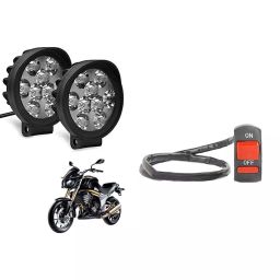 Cartronics 9 Round Cap LED Fog Light With On/Off Switch for Mahindra Mojo (Set of 2 Pcs)-27