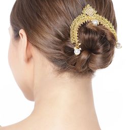 Peora Women Kundan Pearl Hair Accessory-picture-16