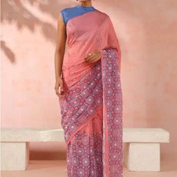 Taneira Pink Cotton Silk Printed Saree With Unstitched Blouse-image-29