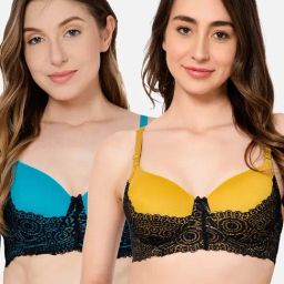 Clovia Multicolor Full Coverage Under-Wired Everyday Bra - Pack of 2-image-5