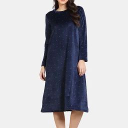 Zivame Navy Polka Dots Night Dress-image-11
