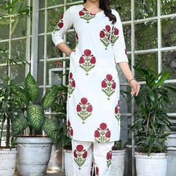 VASUPRADA Women Floral Printed Cotton Kurta with Trousers-picture-54