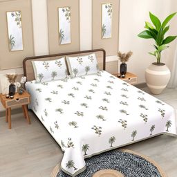 Texstylers White Floral Cotton 210 TC Queen Bedsheet with 2 Pillow Covers-2.74mX2.28m-image-55