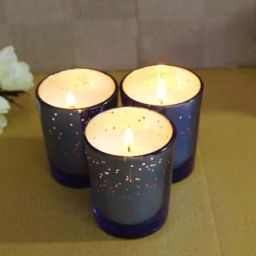 HOSLEY Blue Glass Candle - Set of 3-28