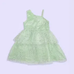 Pantaloons Junior Mint Green Cotton Applique Dress-picture-3
