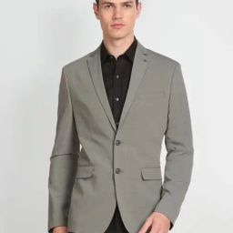 Arrow Grey Regular Fit Self Pattern Blazers-17