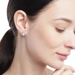 Timeless Elegance 925 Sterling Silver Stud Earrings with Cubic Zirconia & Pearl-image-18