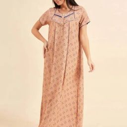 Sweet Dreams Beige Cotton Printed Night Gown-image-87