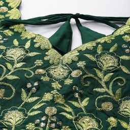 Fabcartz Embroidered Sequinned Semi-Stitched Lehenga & Unstitched Blouse With Dupatta image 2