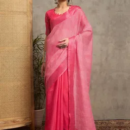 Anouk Striped Zari Block Print Saree-picture-15