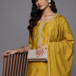 Libas Women Floral Yoke Design Regular Kurta with Trousers  With Dupatta-picture-28