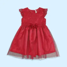 Pantaloons Junior Maroon Cotton Applique Dress-picture-6