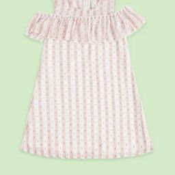 Pantaloons Junior Kids Pink & White Striped Dress-image-80