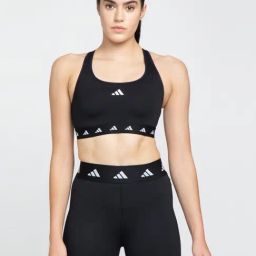 adidas Black Printed Padded Sports Bra-image-8
