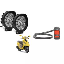 Cartronics 9 Round Cap LED Fog Light With On/Off Switch for TVS Scooty Zest(Set of 2 Pcs)-15