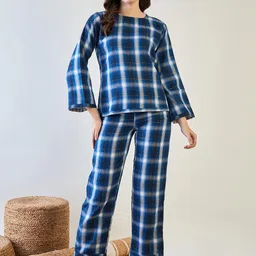 The Kaftan Company Women Checked Pure Cotton Night suit-image-38