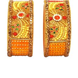 ADVANCE KANGAN Set Of 2 Gold-Plated Zircon-Studded Bangles-image-37
