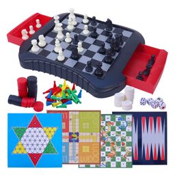 Toyshine 6 in 1 Game Set for Kid and Adults Magnetic Board with Side Storage Drawers Chess Ludo Checkers Backgammon Snakes and Ladders-15