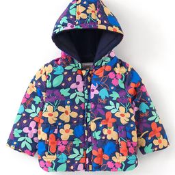 Babyhug Woven Full Sleeves Hooded Jacket Floral Print - Multicolour-image-86
