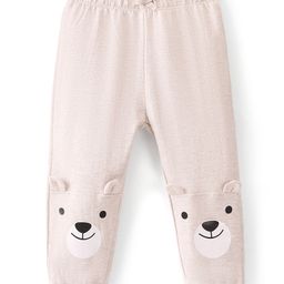 Babyhug Cotton Looper Full Length Lounge Pant Bear Face Printed - Cream-image-45