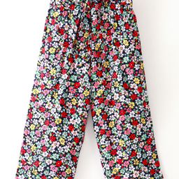 CrayonFlakes Flower  Printed Belt Tie Up  Palazzo - Navy Blue-image-85