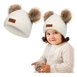 Bembika Baby Hat for Girls Infant Pom Pom Beanie Kids White - Diameter 18.5 to 40 cm-26