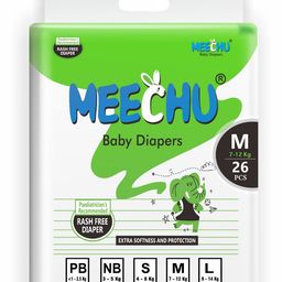 Meechu Every Day Fresh Pack Leakage Protection, Cottony Soft Absorb Technology Baby Diapers - 26 Pieces --20