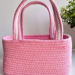Jasmey Homes Boho Storage Basket- Baby Pink-22