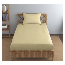 Trance Home Linen Premium Breathable Cotton Single Flat Bedsheet with 1 Pillow Cover - Beige-picture-48