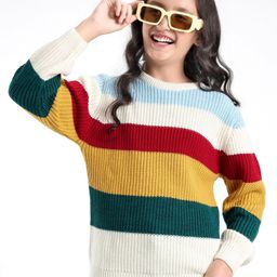 Pine Kids Full Sleeves Color Block Pull Over Sweater- Multicolor-image-13