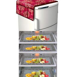 Dakshya Industries Fridge Top Cover and Fridge Mat Combo Set of 5-image-90