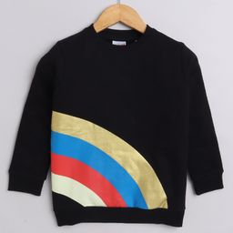 BUMZEE Cotton Looper Full Sleeves Rainbow Printed Sweatshirt - Black-image-40