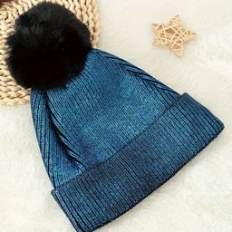 Tipy Tipy Tap Woolen Pom Pom Detail Glittered Cap - Blue-image-6
