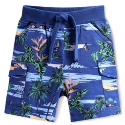 Babyhug Terry Knit Mid Thigh Shorts With Beach Print - Blue-image-75