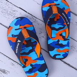 Pine Kids Slip On Flip Flopswith Camouflage Print - Blue-image-1