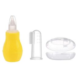 Baby Miniature Silicone Yellow Nose Cleaner Nasal Aspirator and Baby Silicone Finger Toothbrush with case for Babies-16