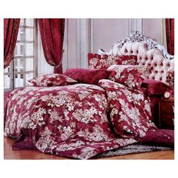 BhaiJi Bedsheets 220 TC Glace Cotton Bed Sheet XXXL King Size 10 Feet Bedsheet 107x120 Inch Without Joints With 2 Pillow covers - Dark Maroon Floral-image-100