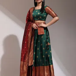 Payu Semi-Stitched Lehenga & Unstitched Blouse With Dupatta image 4