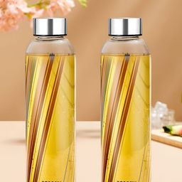 BOROSIL Artisan Series Prism Transparent 2 Pieces Glasses Printed Water Bottles 550 ml-15