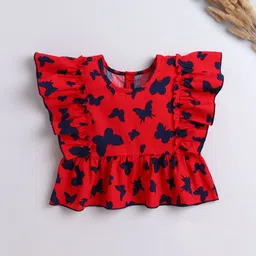 The Magic Wand Girls Conversational Printed Cotton Peplum Regular Top-image-21