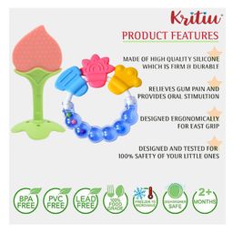 Kritiu Silicone Combo Of Stand Teether & Rattle Handle Teethers - Multicolor image 5