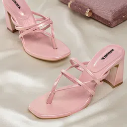 Anouk Pink Solid Block Heels-image-37