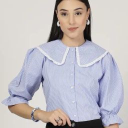 Style Quotient Blue Blended Striped Shirt-image-92