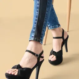 Rocia by Regal Women's Black Ankle Strap Stilettos-image-61