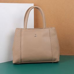 Mochi Beige PU Structured Handheld Bag-12