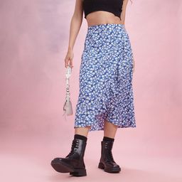 DressBerry Floral Print Ruffled Tulip Skirt-picture-17